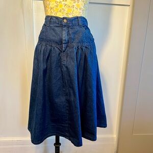 Vintage Carlyle Denim Midi Skirt  12 High Waist 90s A-Line Cottagecore Classic